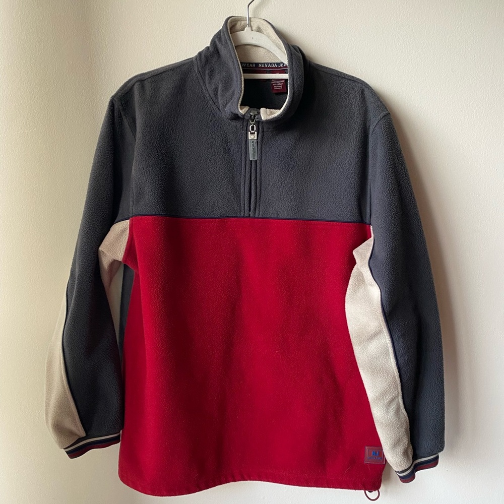 Vintage Nevada grey and red quarter zip fleece